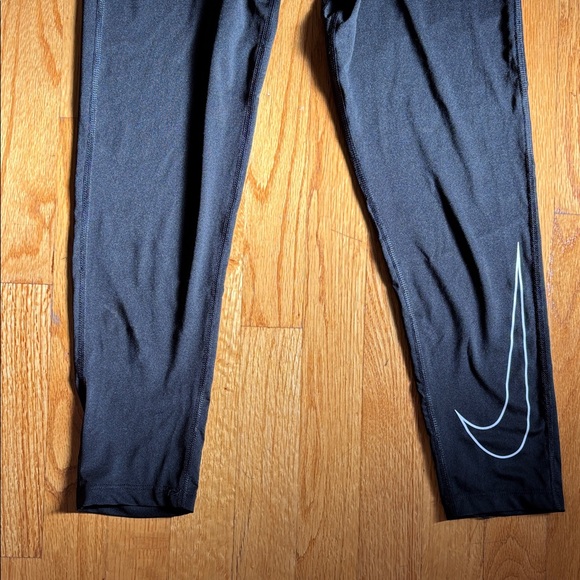 Mens Nike Pro Black Compression Tights White Swooshed - Picture 2 of 4